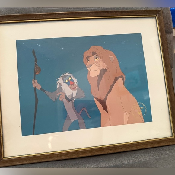 Vintage 1995 Disney Lithograph Art Print with Rafiki and Mufasa - Picture 4 of 5